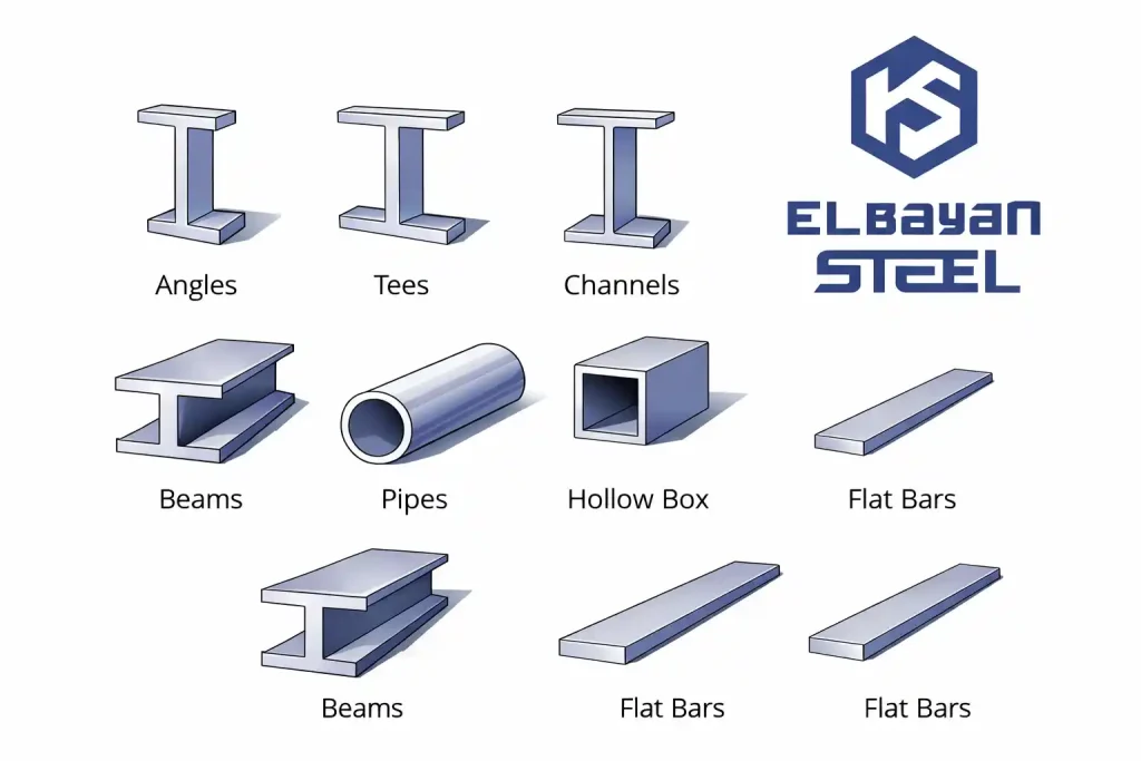 اشكال قطاعات الاستيل المختلفة
